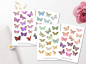 Preview: Schmetterlinge bunt Sticker Set